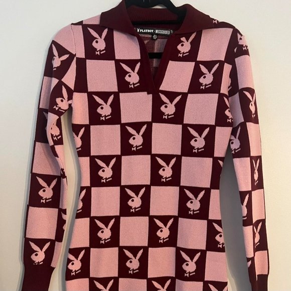 Playboy x Missguided Checker Sweater Dress - Picture 4 of 7